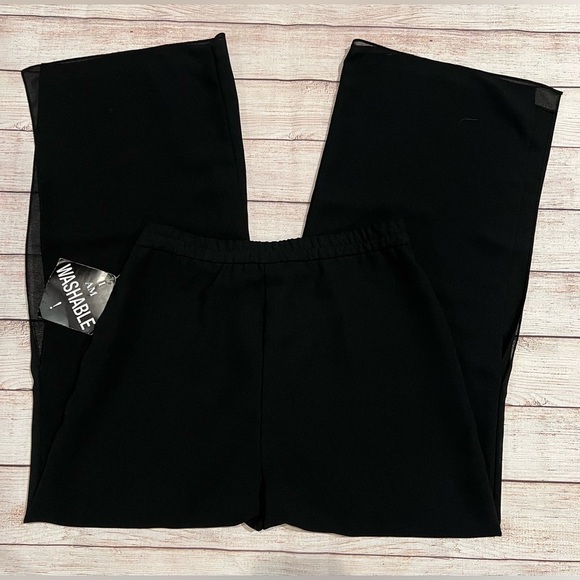 NWT R&M Richards ladies black dress pants sheer overlay with Side slit size 10 - Picture 4 of 6